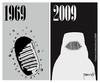 Cartoon: Great leap for mankind (small) by marcosymolduras tagged burka,women,equality