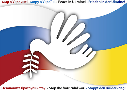 Cartoon: Ukrainian-Russian-Peace-Flag (medium) by constable tagged peace,flag,war,ukraine,sign,russia,dove