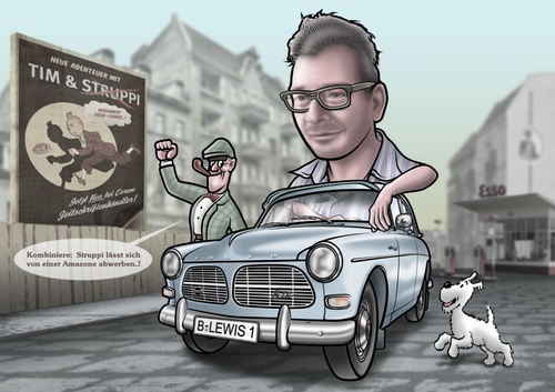 Cartoon: Lewi and Struppi (medium) by elle62 tagged comics,oldtimer,berlin,tim,und,struppi,nick,knatterton