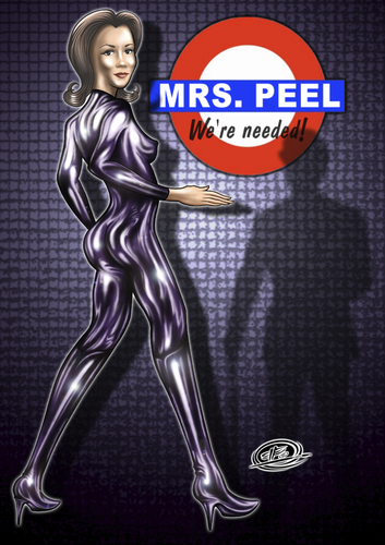 Cartoon: Mrs Peel (medium) by elle62 tagged melone,und,charme,schirm,mit,avengers,the,peel,mrs
