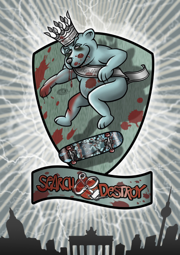 Cartoon: Search and Destroy Poster (medium) by elle62 tagged berlin,skateboarding,bear,undead