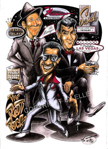 Cartoon: the rat pack (medium) by elle62 tagged showbiz,vegas,las,ratpack,dino,sammy,franky