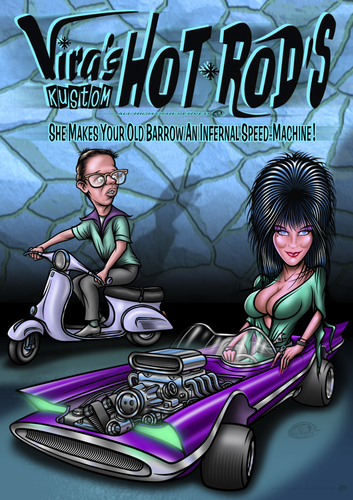 Cartoon: viras hot rod part one (medium) by elle62 tagged teddyboy,nerd,girl,up,pin,roller,rods,hot