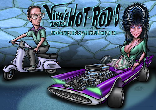 Cartoon: viras hot rod part two (medium) by elle62 tagged teddyboy,nerd,girl,up,pin,roller,rods,hot