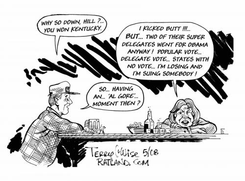 Cartoon: Having an Al Gore moment (medium) by terry tagged gore,hillary,mccain,obama,election