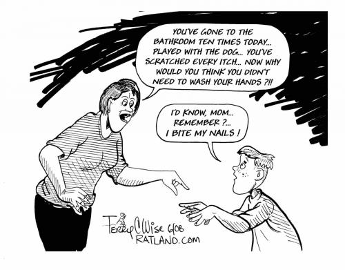 Cartoon: Wash your hands (medium) by terry tagged food,meals,family,sanitary