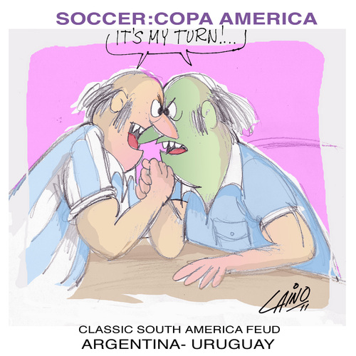 Cartoon: The Feud (medium) by LAINO tagged feud,soccer,argentina,uruguay