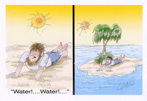 Cartoon: Water (medium) by LAINO tagged water,thirst,desert,island,ocean