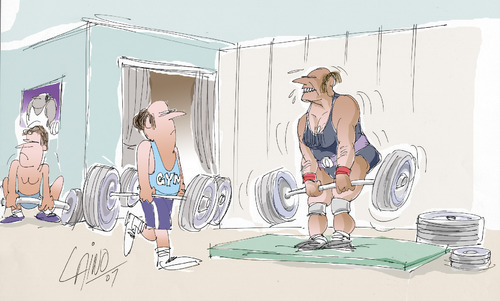 Cartoon: Weightlifter (medium) by LAINO tagged gym,sports,weightlifter