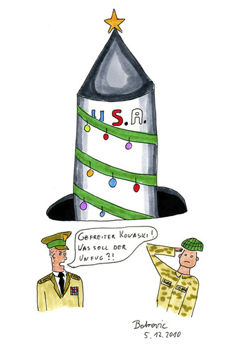 Cartoon: Bomben Weihnacht (medium) by Blogrovic tagged christbaum,weihnachten,atom,rakete,atombome,army,us,adventskalender