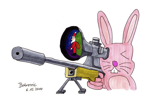 Cartoon: Nikolaus fällt aus (medium) by Blogrovic tagged adventskalender,osterhase,weihnachtsmann,nikolaus,santa,sniper,scharfschütze