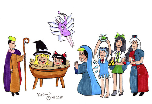 Cartoon: Touhou Christmas (medium) by Blogrovic tagged cirno,hakurei,reimu,kirisame,marisa,okuu,sariel,xmas,yagokoro,eirin,yukkuri,zun