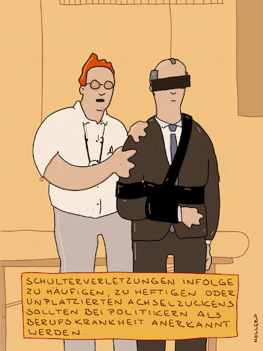 Cartoon: Achselzucken (medium) by hollers tagged schulterverletzungen,achselzucken,unwissen,desinteresse,politiker,berufskrankheit,politik,physiotherapeut,schulterverletzungen,achselzucken,unwissen,desinteresse,politiker,berufskrankheit,politik,physiotherapeut