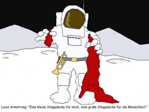 Cartoon: Armstrong (medium) by hollers tagged armstrong,astronaut,mond,step,neil,armstrong,mond,unviersum,weltall,weltraum,schritt,schritte,laufen,moment,astronaut,mann,fortschritt,geschichte,historisch,entwicklung,raumfahrt,steppdecke,decke,menschen,menschheit,teilen,zudecken