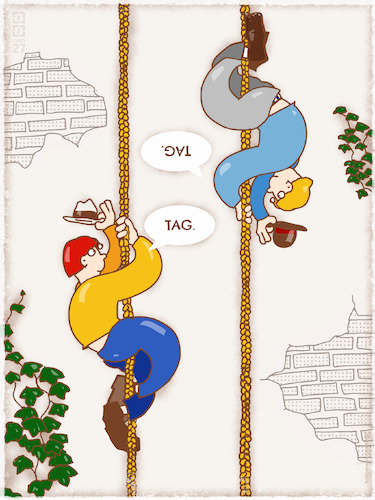 Begegnung am Rapunzelpaternoster Begegnung am Rapunzelpaternoster