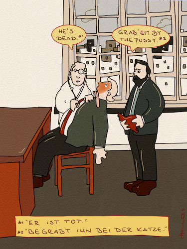 Cartoon: Grab (medium) by hollers tagged trump,grab,em,by,the,pussy,tot,katze,moral,ethik,demokratie,trump,grab,em,by,the,pussy,tot,katze,moral,ethik,demokratie