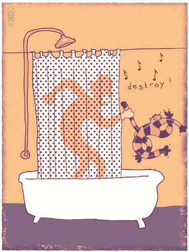 Cartoon: Johnny Rotten taking a shower (medium) by hollers tagged johnny,rotten,shower,cat,pistols,singing,johnny,rotten,shower,cat,sex,pistols,singing