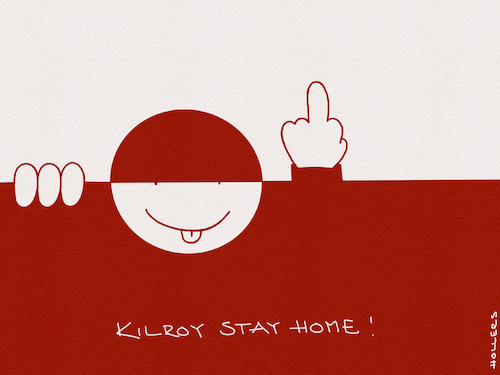 Cartoon: Kilroy (medium) by hollers tagged grönland,usa,trump,flagge,kilroy,nato,soldaten,stay,home,stinkefinger,grönland,usa,trump,flagge,kilroy,nato,soldaten,stay,home,stinkefinger