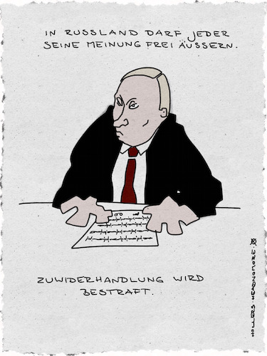 Cartoon: Seine Meinung (medium) by hollers tagged putin,russland,seine,meinung,äussern,meinungsäusserung,frei,bestrafen,stacheldraht,arbeitslager,gulag,eliminieren,mundtod,unterdrücken,opposition,prigoschin,putin,russland,seine,meinung,äussern,meinungsäusserung,frei,bestrafen,stacheldraht,arbeitslager,gulag,eliminieren,mundtod,unterdrücken,opposition,prigoschin