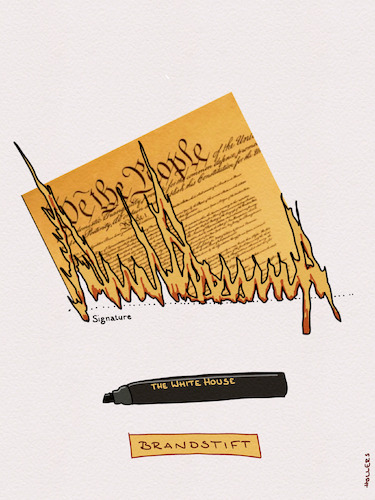 Cartoon: We the people (medium) by hollers tagged brandstift,brandstifter,trump,eskalation,los,angeles,stift,dekrete,wethepeople,amerikanische,verfassung,unterschrift,demokratie,faschismus,brandstift,brandstifter,trump,eskalation,los,angeles,stift,dekrete,wethepeople,amerikanische,verfassung,unterschrift,demokratie,faschismus
