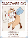 Cartoon: Pegasus (small) by hollers tagged pegasus,spyware,spain,smartphones,spy,cantharis