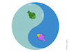 Cartoon: Yin Yang (small) by hollers tagged philosophy,yin,yang,fish,bird,waves,water