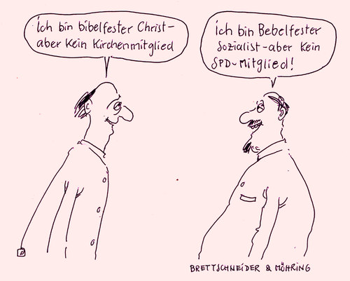 Cartoon: gefestigt (medium) by brettschneider und möhring tagged christentum,sozialismus,august,bebel,bibel,kirche,spd,mitgliedschaft,cartoon,karikatur,brettschneider,und,möhring