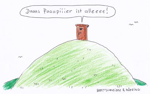 Cartoon: klopapier (medium) by brettschneider und möhring tagged klo,scheißhaus,häuschen,klohäuschen,klopapier,mangel,cartoon,karikatur,brettschneider,und,möhring