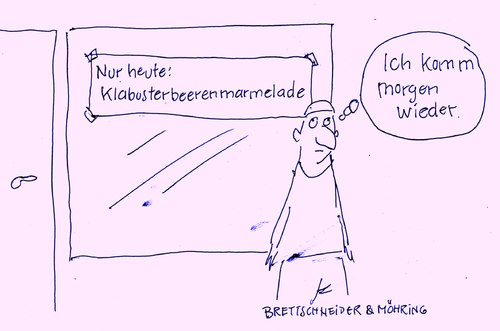 Cartoon: marmelade (medium) by brettschneider und möhring tagged marmelade,kabusterbeeren,einkauf,cartoon,karikatur,brettschneider,und,möhring