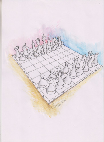 Cartoon: White Board (medium) by Erki Evestus tagged chess,board,white,game