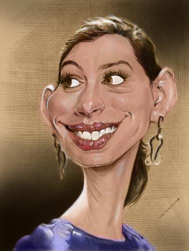 Cartoon: Anne Hathaway (medium) by salnavarro tagged caricature,digital