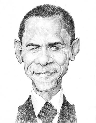 Cartoon: barack obama (medium) by salnavarro tagged caricature,pencil,politics,president,race
