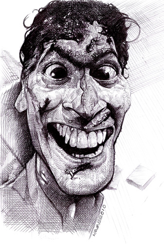 Cartoon: Bruce Campbell (medium) by salnavarro tagged caricature,pen
