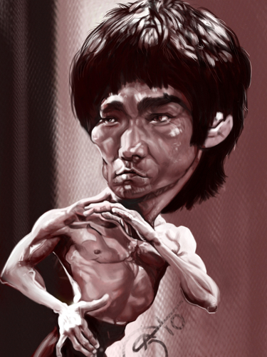 Cartoon: bruce lee (medium) by salnavarro tagged ipad,caricature,sketchbook,mobile,bruce,lee,kung,fu