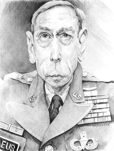 Cartoon: general Petraeus (medium) by salnavarro tagged caricature,pencil,politics,us,military