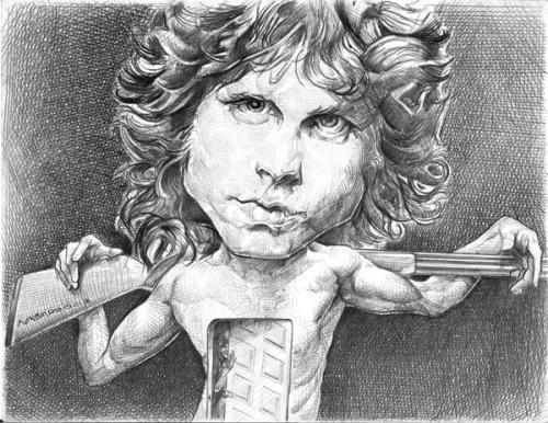 Cartoon: Jim Morrison (medium) by salnavarro tagged caricature,pencil,music,star,rock,and,roll,doors,morrison