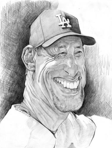 Cartoon: Luis gonzalez (medium) by salnavarro tagged la,dodgers,base,ball,player,luis,gonzales,caricature,pencil