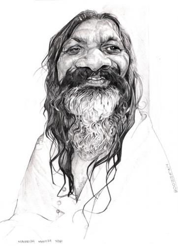 Cartoon: maharishi mahesh  yogi (medium) by salnavarro tagged caricature,pencil,maharishi
