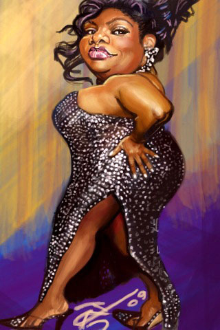 Cartoon: MoNique (medium) by salnavarro tagged caricature,digital,finger,painting,iphone,brushes2
