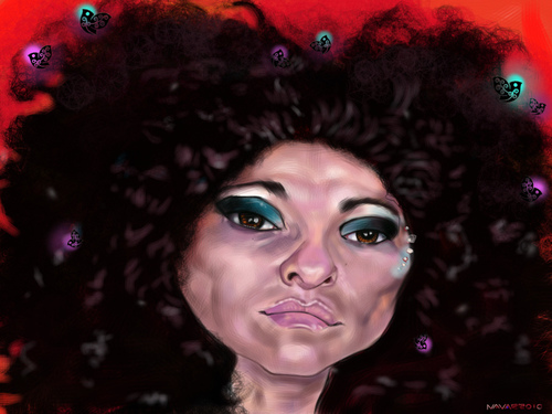 Cartoon: paloma negra (medium) by salnavarro tagged negra,paloma,collazo,araceli,caricature,painted,finger