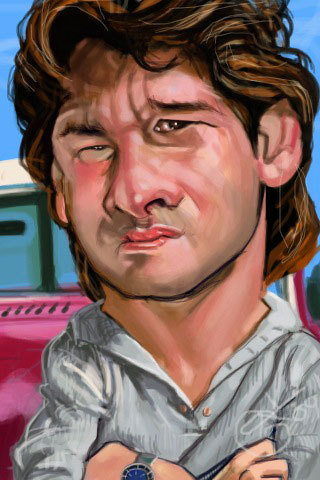 Cartoon: Patrick Swayse (medium) by salnavarro tagged caricature,digital,patrick,swayse,hollywood,icon,iphone,fingerpaint