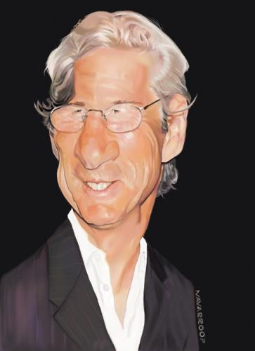 Cartoon: richard gere (medium) by salnavarro tagged digital,portrait