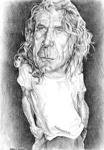 Cartoon: robert plant (medium) by salnavarro tagged caricature,pencil,music,star,rock,and,roll,led,zeppelin