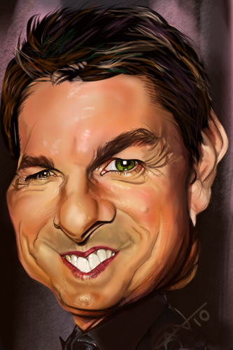 Cartoon: tom cruise (medium) by salnavarro tagged fingerpainted,caricature,tom,cruise,hollywood,icon