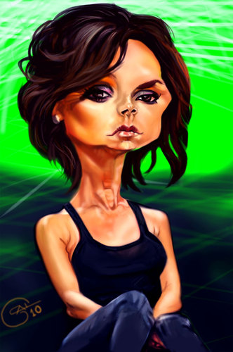 Cartoon: victoria beckham (medium) by salnavarro tagged finger,painted,sketchbook,mobile,caricature,victoria,beckham