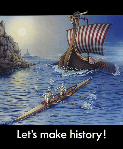 Cartoon: Make History! (medium) by Stan Groenland tagged sailing,water,vikings,ships,olympics,history,sports,rowing,cartoon
