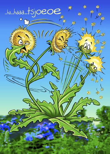 Cartoon: Tsjoeoe.. (medium) by Stan Groenland tagged spring,summer,health,cards,greeting,wish,flowers,funny,cartoon