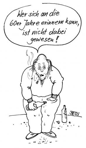 Cartoon: 60er Jahre (medium) by besscartoon tagged besscartoon,bess,nostalgie,jahre,60er,saufen,kiffen,mann