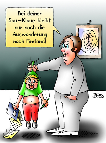 Cartoon: Abschaffung der Schreibschrift (medium) by besscartoon tagged schreibschrift,abschaffung,auswanderung,finnland,sauklaue,schule,unterricht,lernen,pädagogik,erziehung,hauptschule,realschule,gemeinschaftsschule,werkrealschule,gymnasium,lehrer,pauker,bess,besscartoon