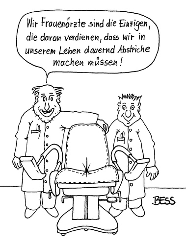 Cartoon: Abstriche machen... (medium) by besscartoon tagged arzt,medizin,frauenarzt,krank,gesund,abstriche,geld,einschränkung,bess,besscartoon